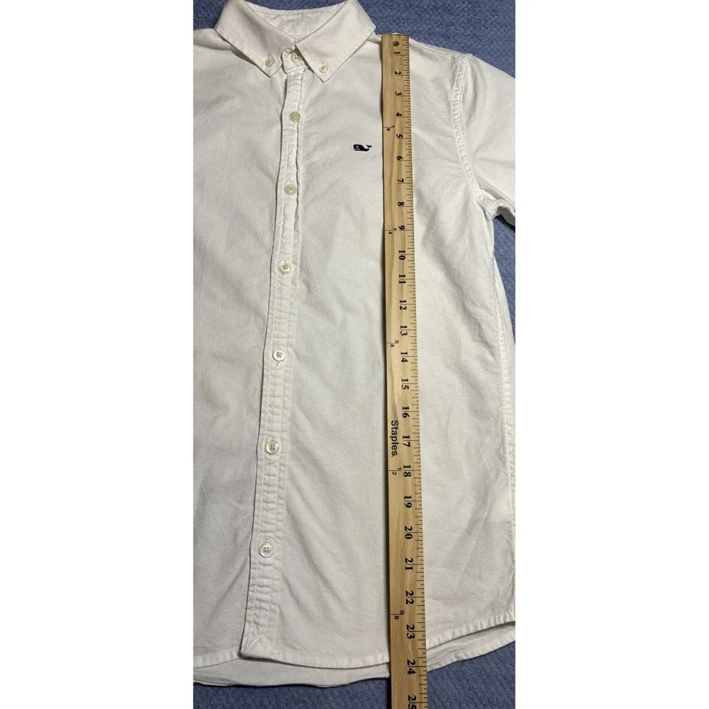 Vineyard Vines Whale Shirt Youth White Excellent Cotton Button Down Size Medium